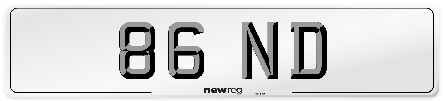 86 ND Number Plate from New Reg